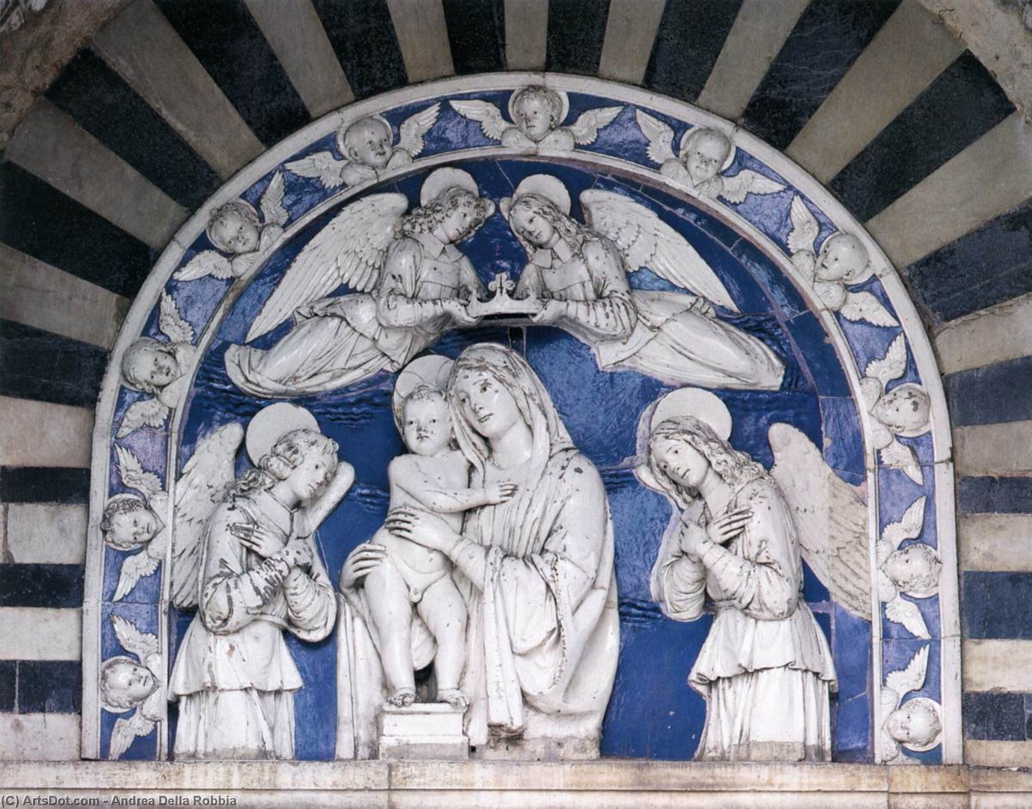 Wikioo.org - The Encyclopedia of Fine Arts - Painting, Artwork by Andrea Della Robbia - Madonna and Child between Angels