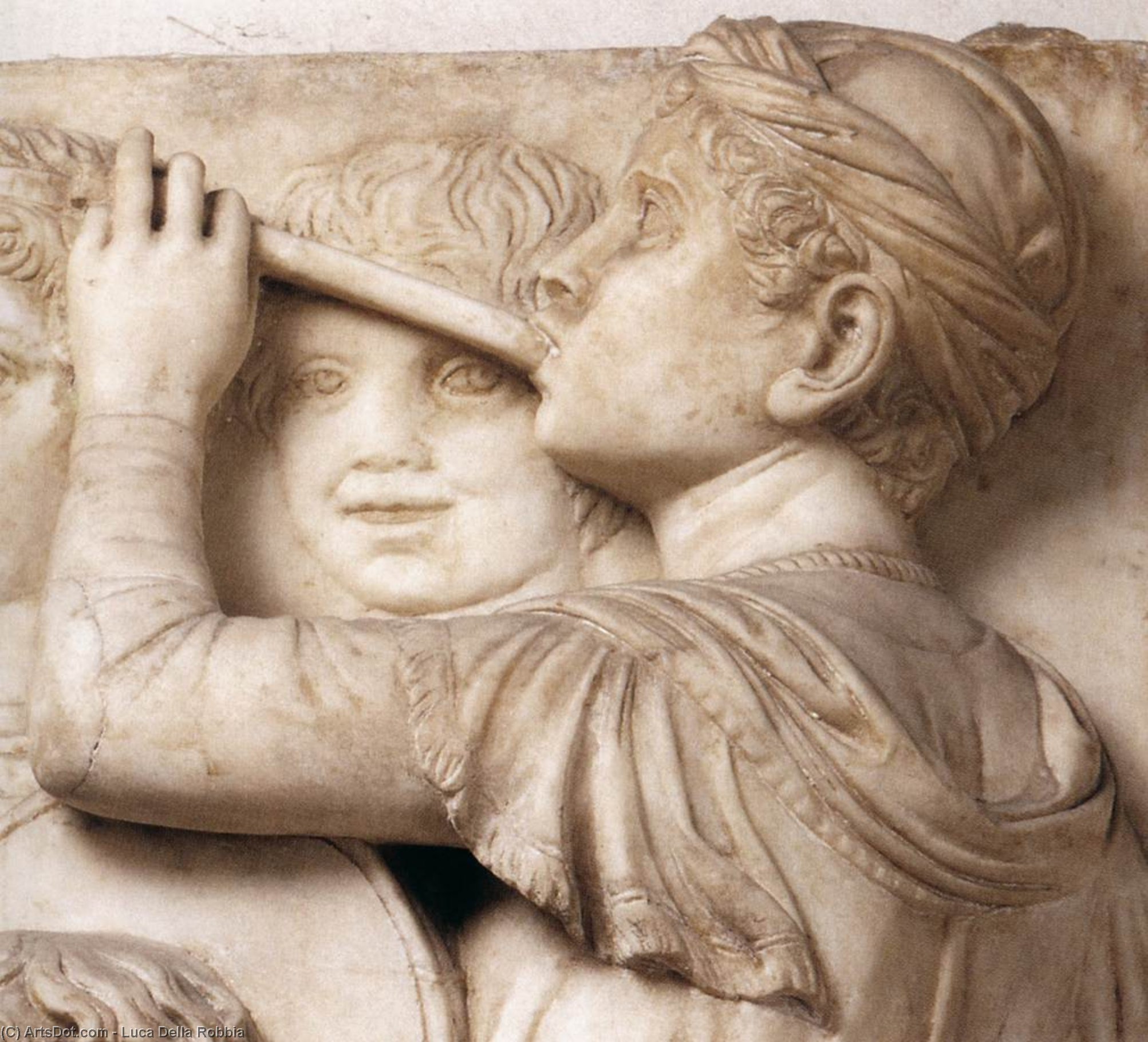 WikiOO.org - Encyclopedia of Fine Arts - Lukisan, Artwork Luca Della Robbia - Cantoria: fourth top relief (detail)