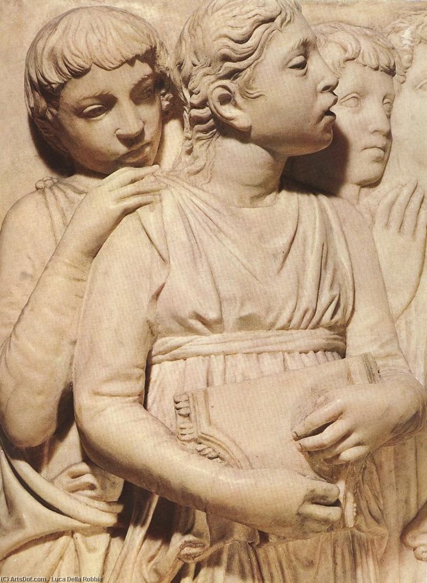 Wikioo.org - The Encyclopedia of Fine Arts - Painting, Artwork by Luca Della Robbia - Cantoria: second top relief (detail)