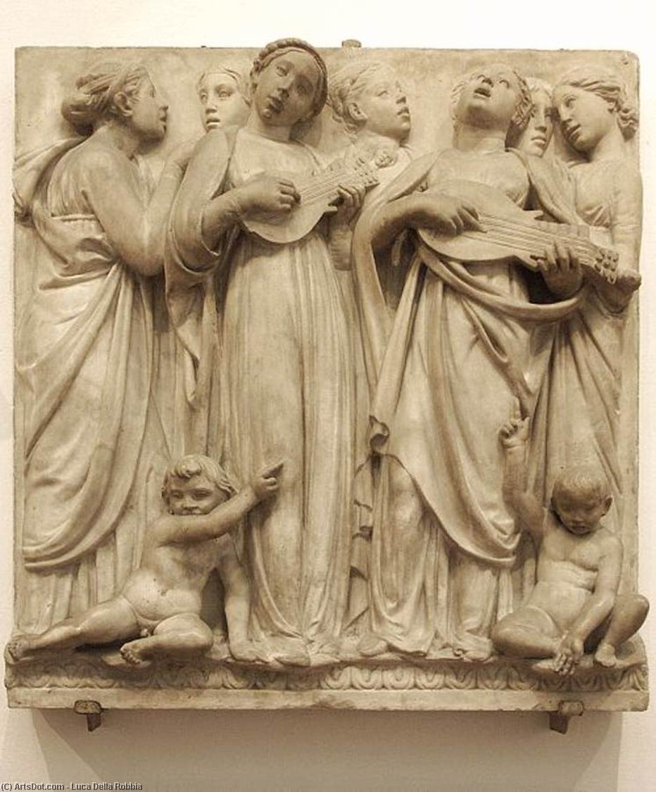 Wikioo.org - The Encyclopedia of Fine Arts - Painting, Artwork by Luca Della Robbia - Cantoria: third top relief