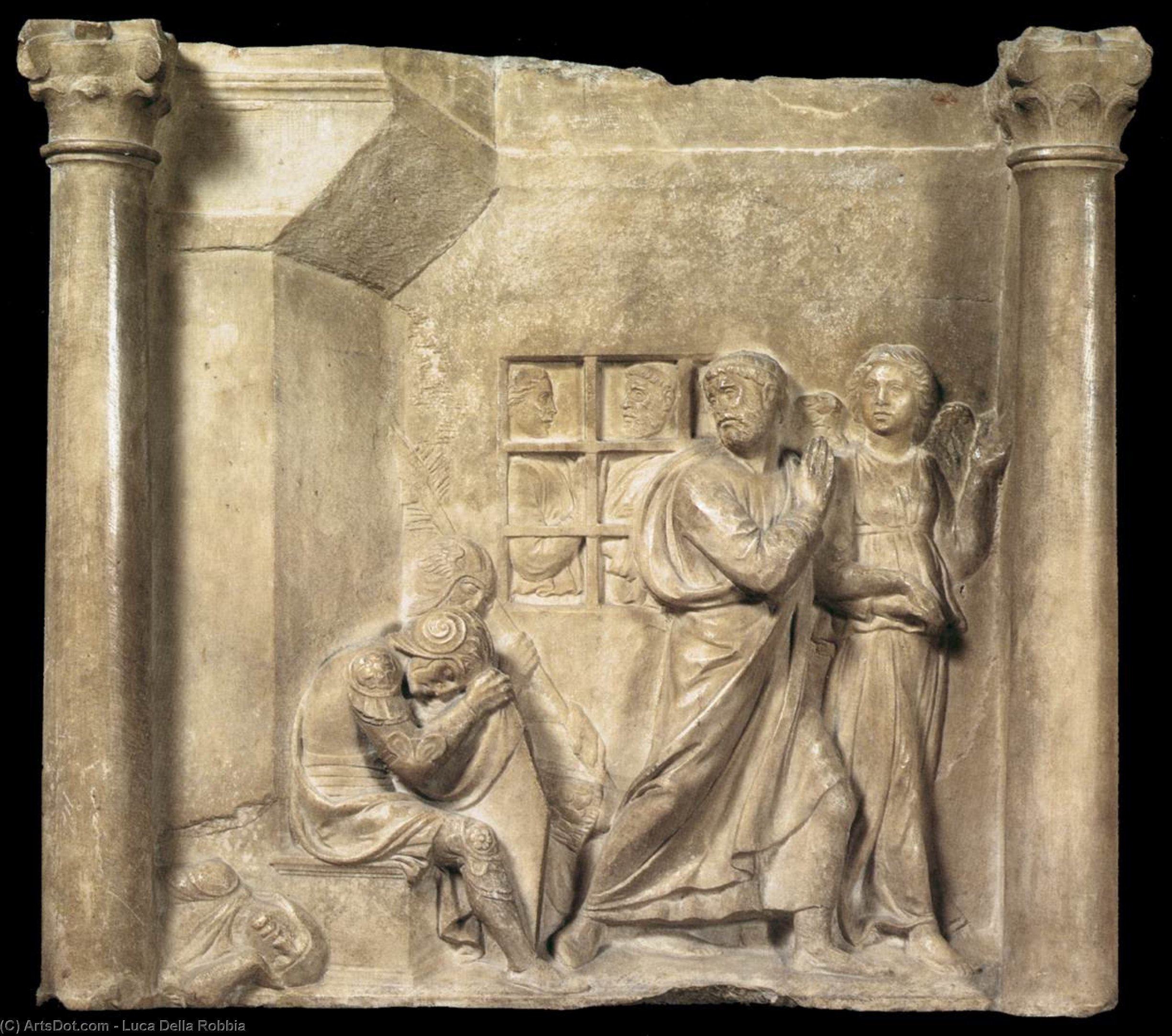 Wikioo.org - The Encyclopedia of Fine Arts - Painting, Artwork by Luca Della Robbia - Deliverance of St Peter from Prison