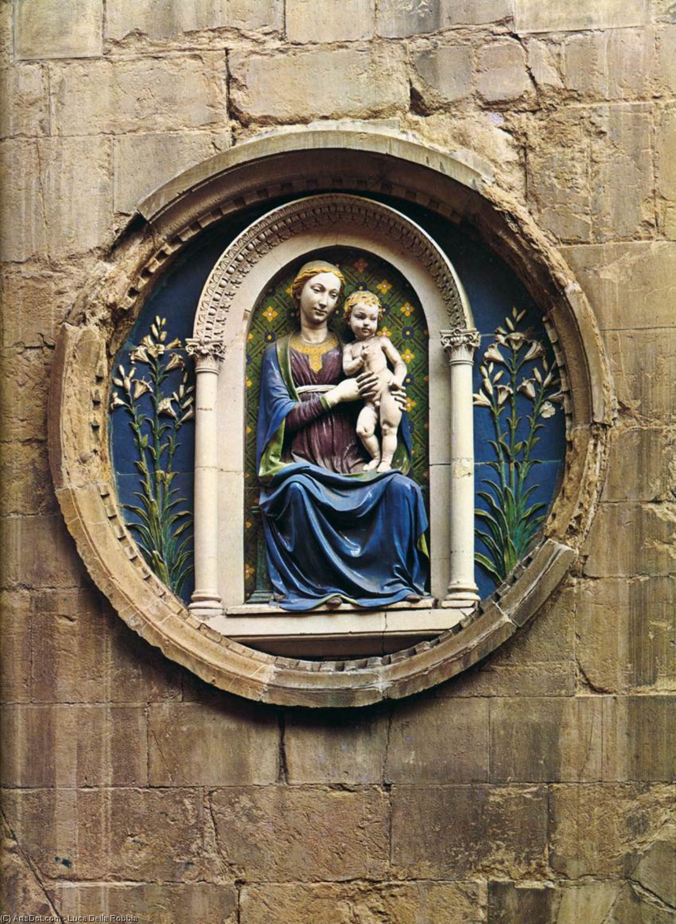 Wikioo.org - The Encyclopedia of Fine Arts - Painting, Artwork by Luca Della Robbia - Madonna and Child (11)