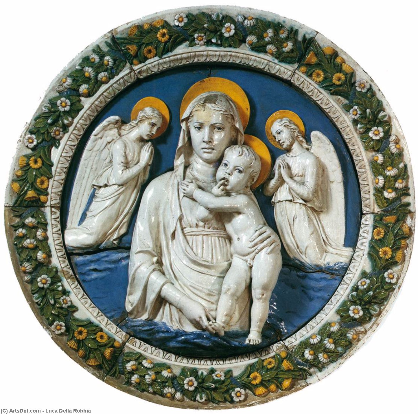 Wikioo.org - The Encyclopedia of Fine Arts - Painting, Artwork by Luca Della Robbia - Madonna and Child between Two Angels