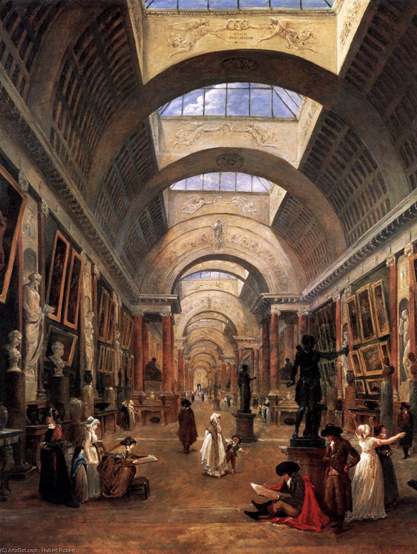Wikioo.org - The Encyclopedia of Fine Arts - Painting, Artwork by Hubert Robert - Design for the Grande Galerie in the Louvre (detail)