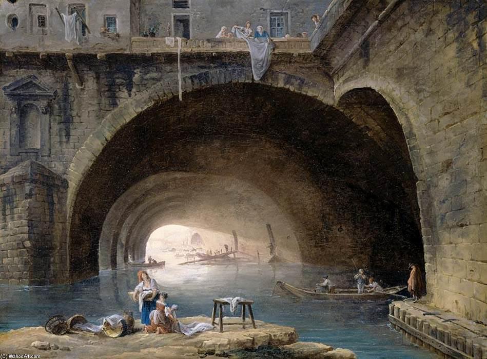 WikiOO.org - Encyclopedia of Fine Arts - Maleri, Artwork Hubert Robert - La Bièvre