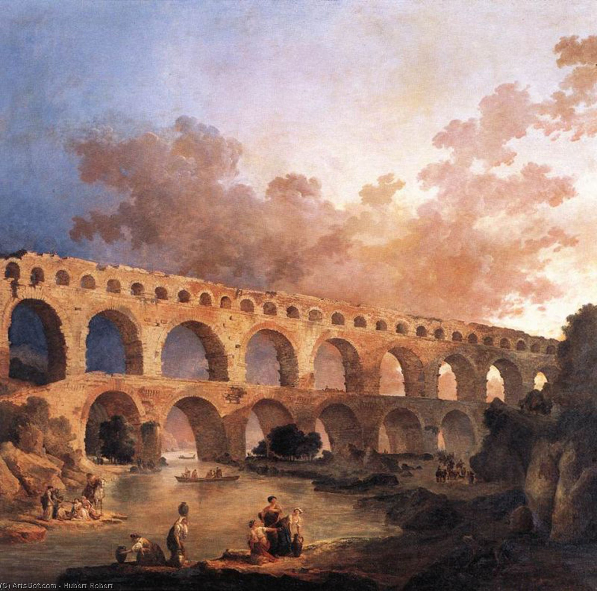 Wikioo.org - The Encyclopedia of Fine Arts - Painting, Artwork by Hubert Robert - The Pont du Gard