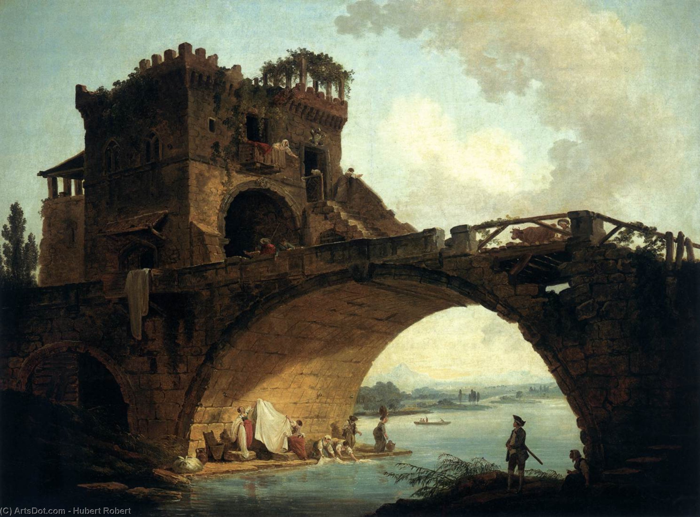 Wikioo.org - The Encyclopedia of Fine Arts - Painting, Artwork by Hubert Robert - The Ponte Solario