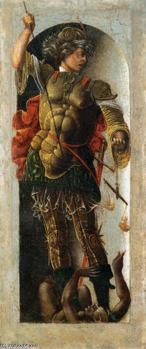 Wikioo.org – La Enciclopedia de las Bellas Artes - Pintura, Obras de arte de Ercole De' Roberti - Griffoni Políptico: San Miguel