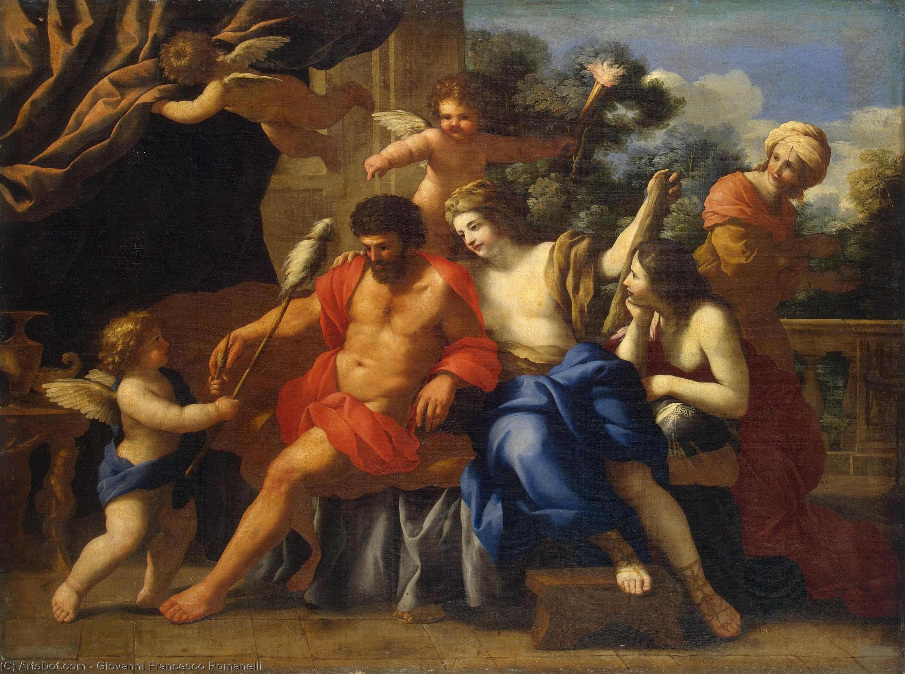 Wikioo.org - The Encyclopedia of Fine Arts - Painting, Artwork by Giovanni Francesco Romanelli - Hercules and Omphale