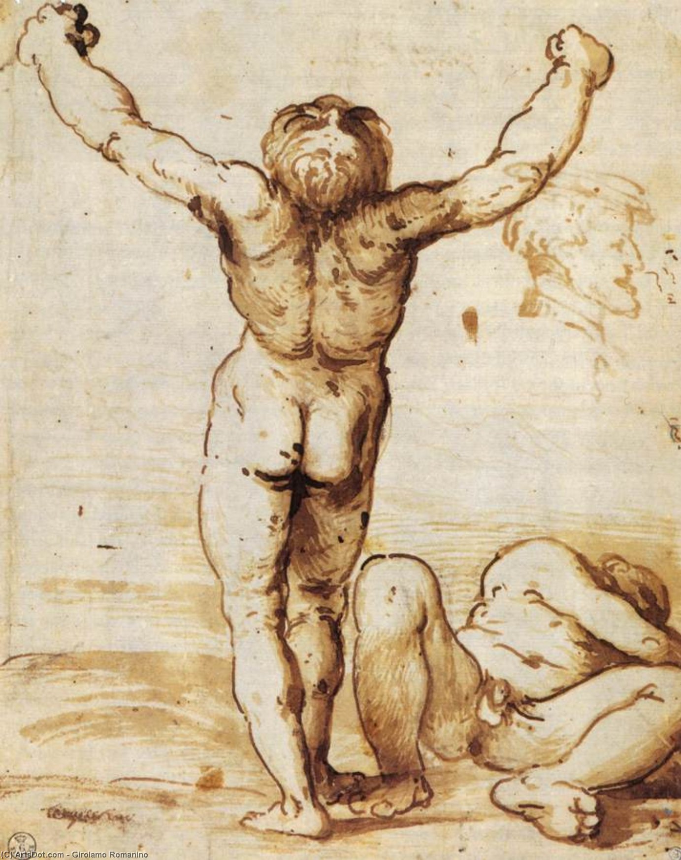 Wikioo.org - The Encyclopedia of Fine Arts - Painting, Artwork by Girolamo Romanino - Two Nude Men