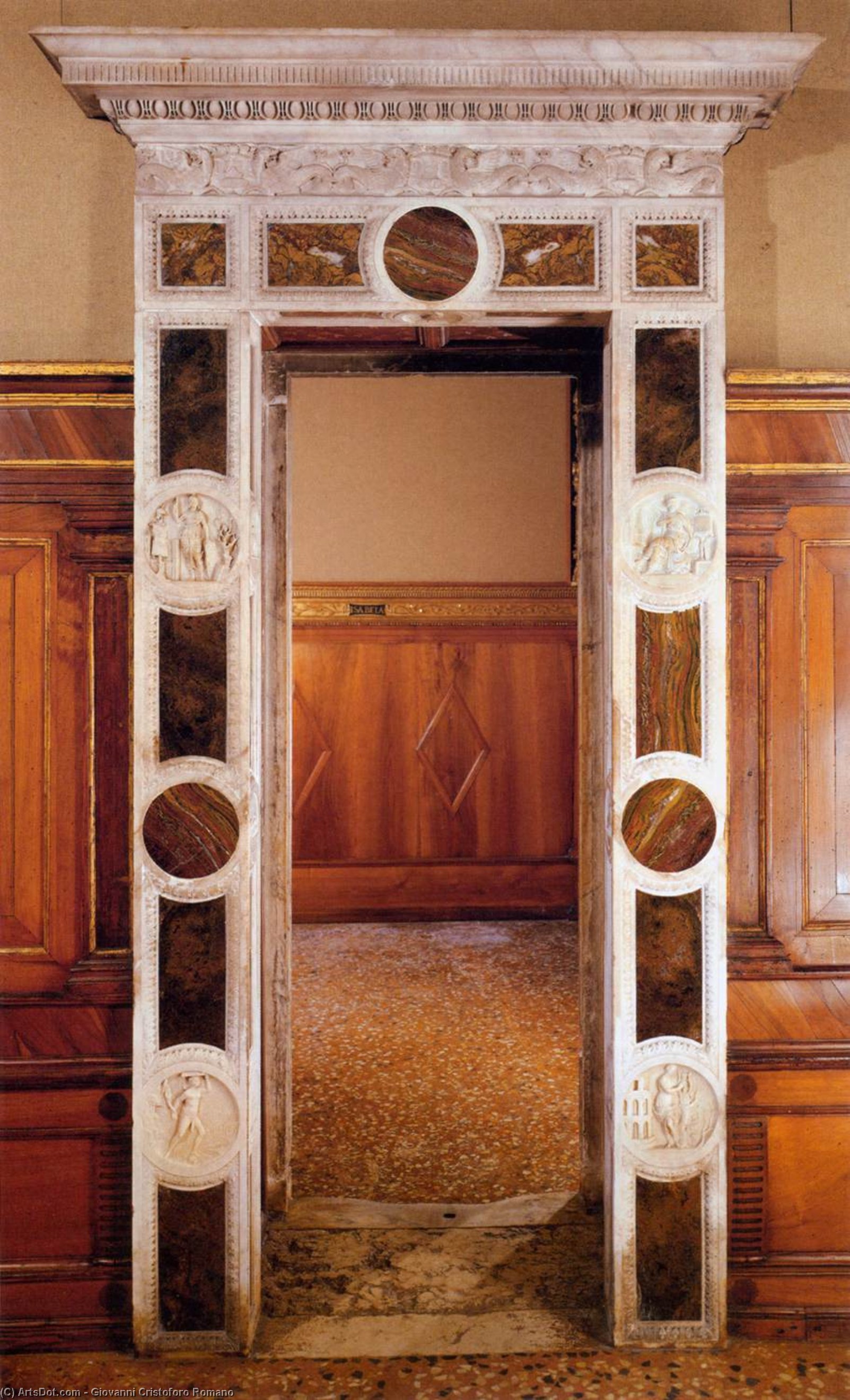 Wikioo.org - The Encyclopedia of Fine Arts - Painting, Artwork by Giovanni Cristoforo Romano - Door of the studiolo