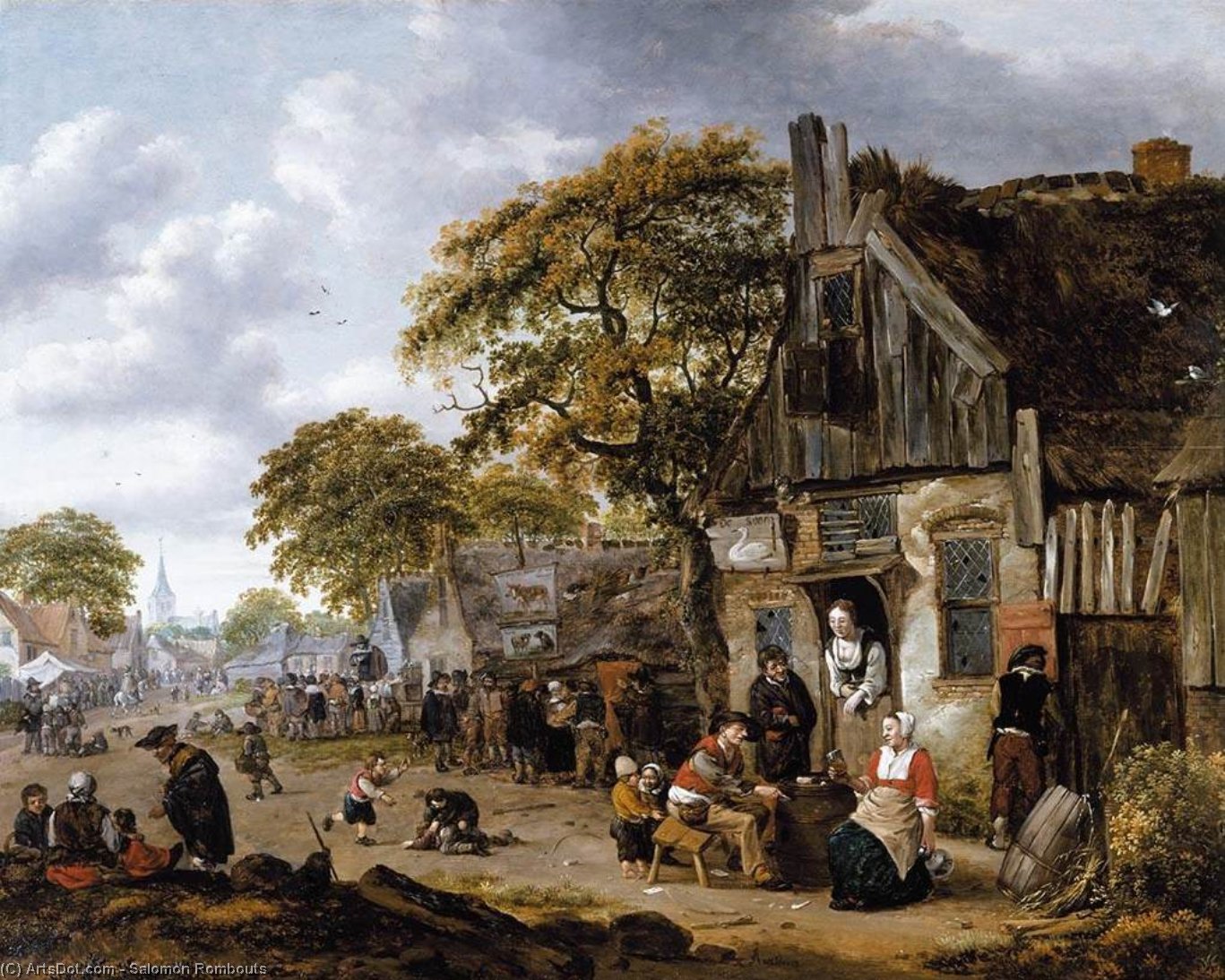 Wikioo.org - The Encyclopedia of Fine Arts - Painting, Artwork by Salomon Rombouts - A Village Street Scene