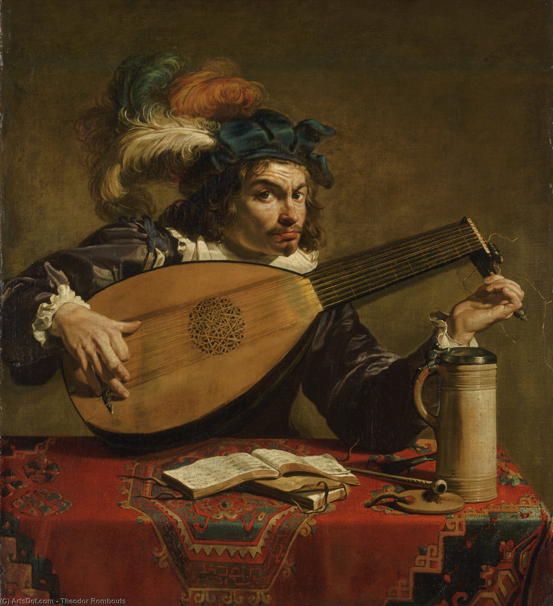 WikiOO.org - Encyclopedia of Fine Arts - Maleri, Artwork Theodor Rombouts - The Lute Player