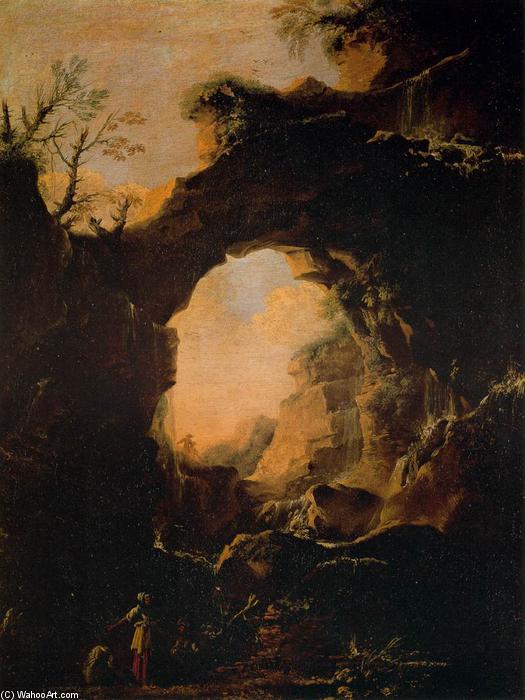 WikiOO.org - Enciclopedia of Fine Arts - Pictura, lucrări de artă Salvator Rosa - Grotto with Cascades