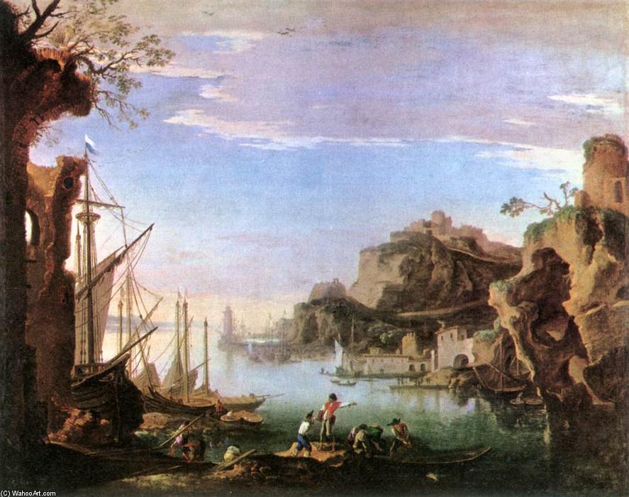 Wikioo.org - The Encyclopedia of Fine Arts - Painting, Artwork by Salvator Rosa - Harbour with Ruins