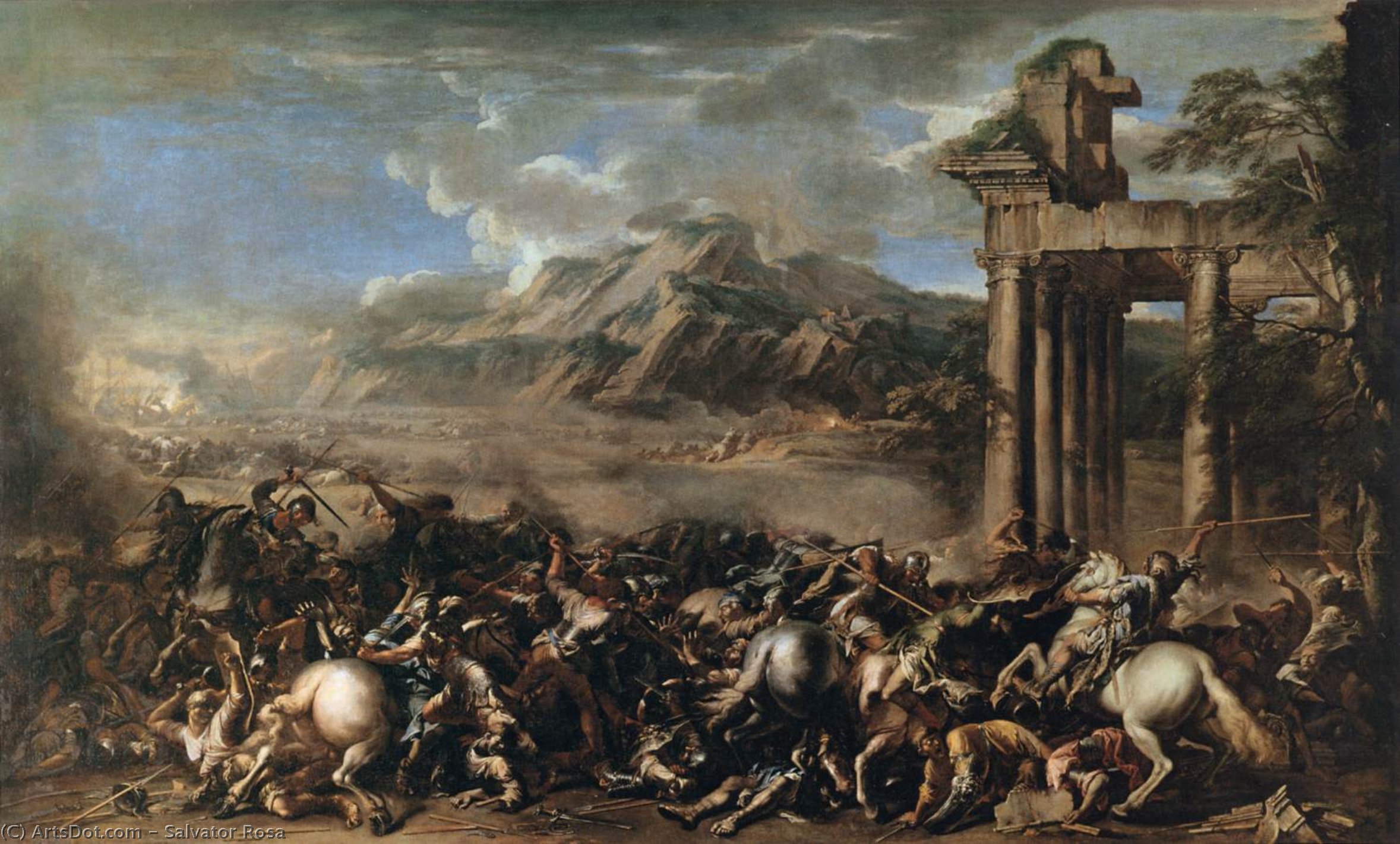 WikiOO.org - אנציקלופדיה לאמנויות יפות - ציור, יצירות אמנות Salvator Rosa - Heroic Battle