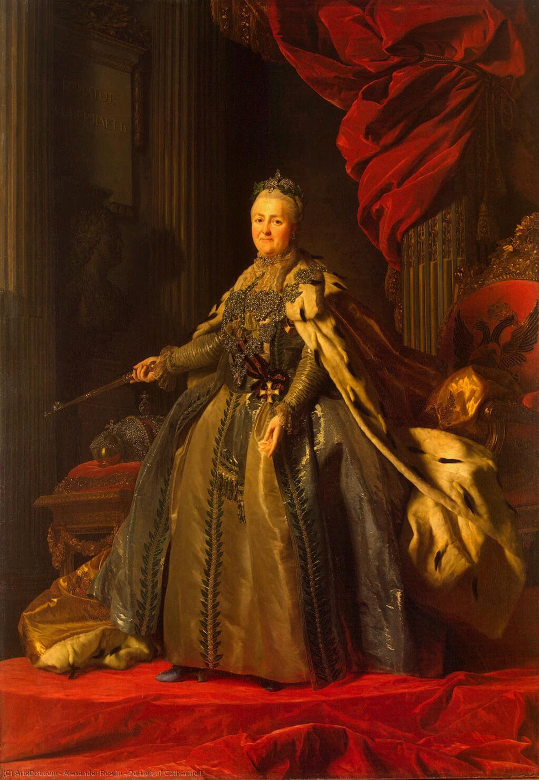 Wikioo.org - The Encyclopedia of Fine Arts - Painting, Artwork by Alexander Roslin - Portrait of Catherine II