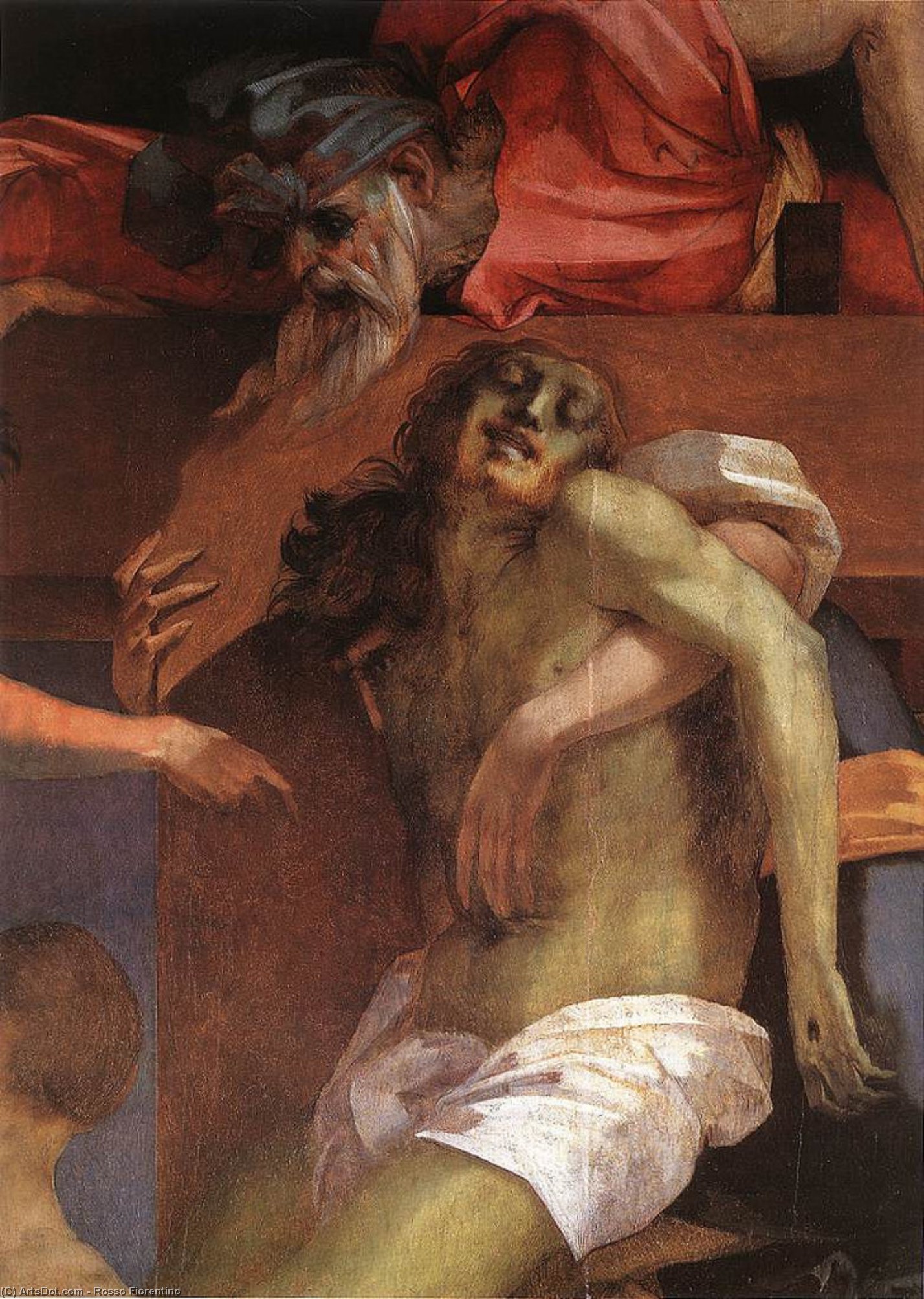 Wikioo.org - The Encyclopedia of Fine Arts - Painting, Artwork by Rosso Fiorentino - Descent from the Cross (detail)