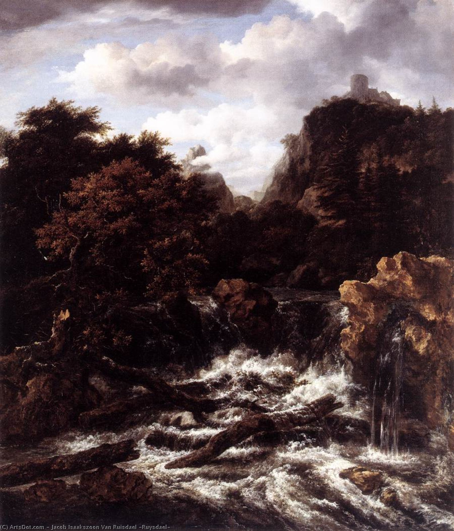 Wikioo.org - The Encyclopedia of Fine Arts - Painting, Artwork by Jacob Isaakszoon Van Ruisdael (Ruysdael) - Norwegian Landscape with Waterfall