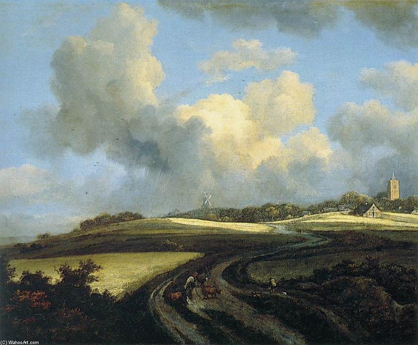WikiOO.org - Encyclopedia of Fine Arts - Maľba, Artwork Jacob Isaakszoon Van Ruisdael (Ruysdael) - Road through Corn Fields near the Zuider Zee