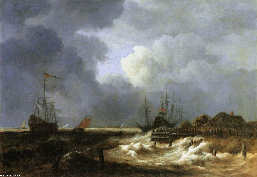 Wikioo.org - The Encyclopedia of Fine Arts - Painting, Artwork by Jacob Isaakszoon Van Ruisdael (Ruysdael) - The Breakwater