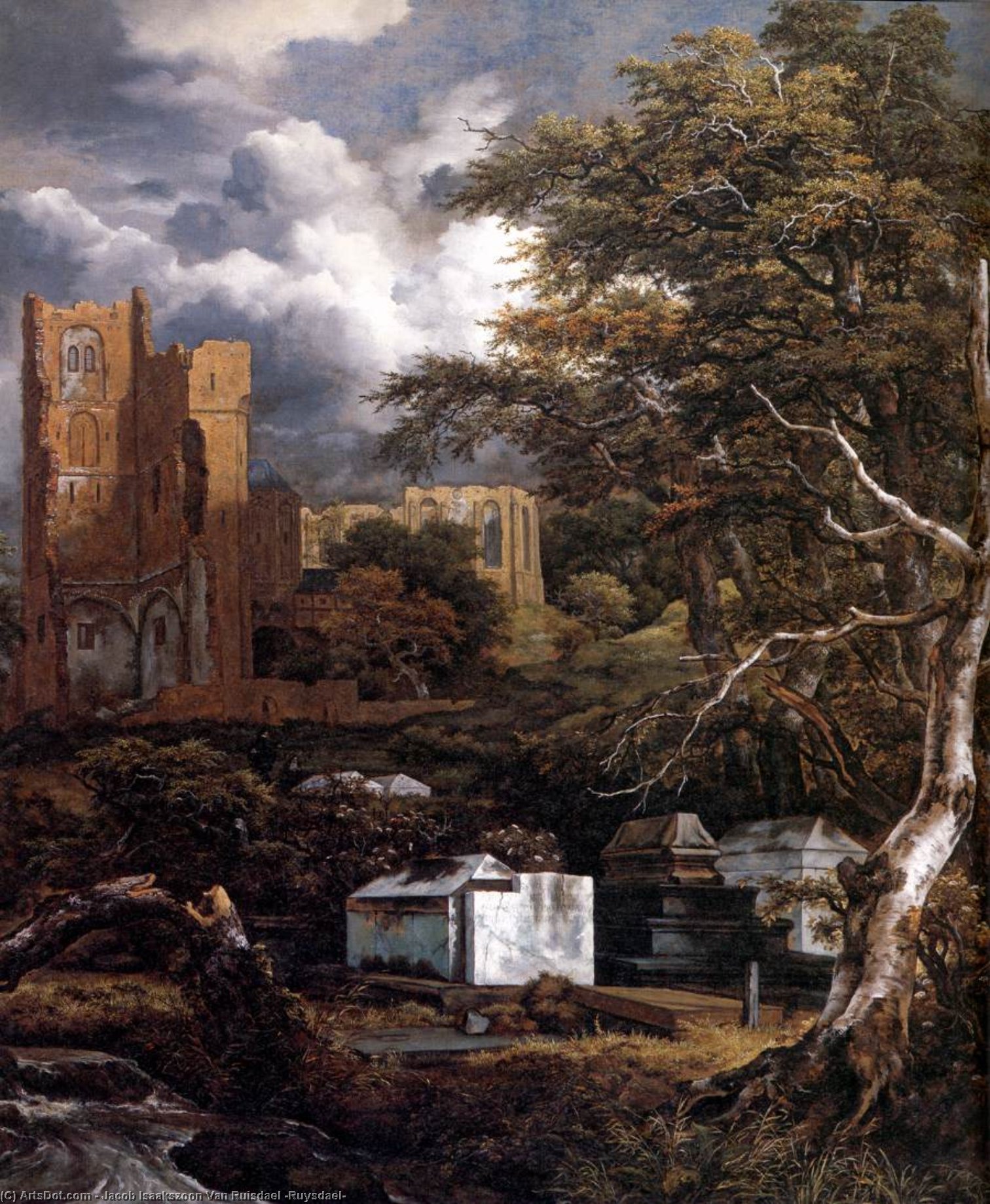 WikiOO.org – 美術百科全書 - 繪畫，作品 Jacob Isaakszoon Van Ruisdael (Ruysdael) - 犹太公墓 ( 详情 )