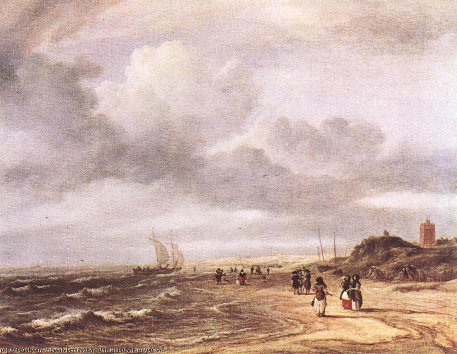 Wikioo.org - สารานุกรมวิจิตรศิลป์ - จิตรกรรม Jacob Isaakszoon Van Ruisdael (Ruysdael) - The Shore at Egmond-an-Zee