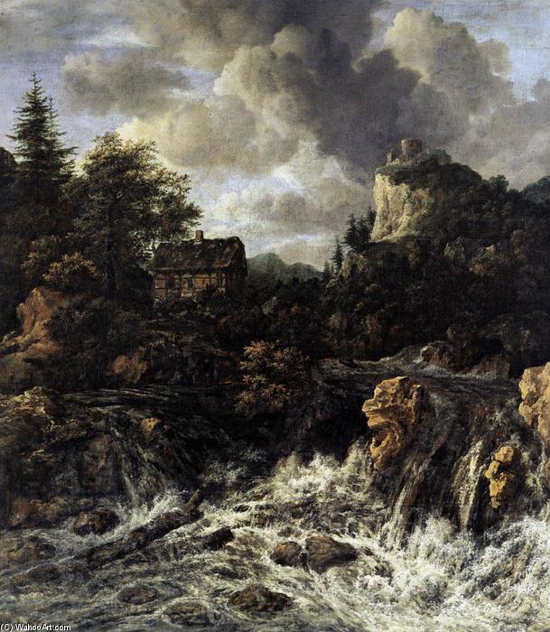 Wikoo.org - موسوعة الفنون الجميلة - اللوحة، العمل الفني Jacob Isaakszoon Van Ruisdael (Ruysdael) - The Waterfall