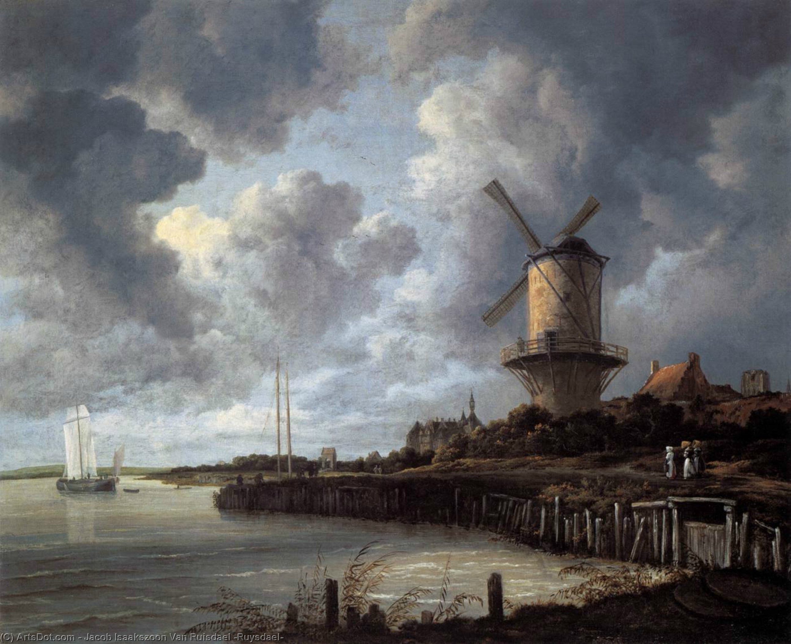 WikiOO.org - 백과 사전 - 회화, 삽화 Jacob Isaakszoon Van Ruisdael (Ruysdael) - The Windmill at Wijk bij Duurstede