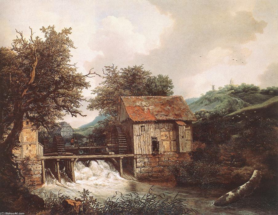 Wikioo.org – L'Encyclopédie des Beaux Arts - Peinture, Oeuvre de Jacob Isaakszoon Van Ruisdael (Ruysdael) - Deux moulins à eau et d une écluse près Ouvrir Singraven
