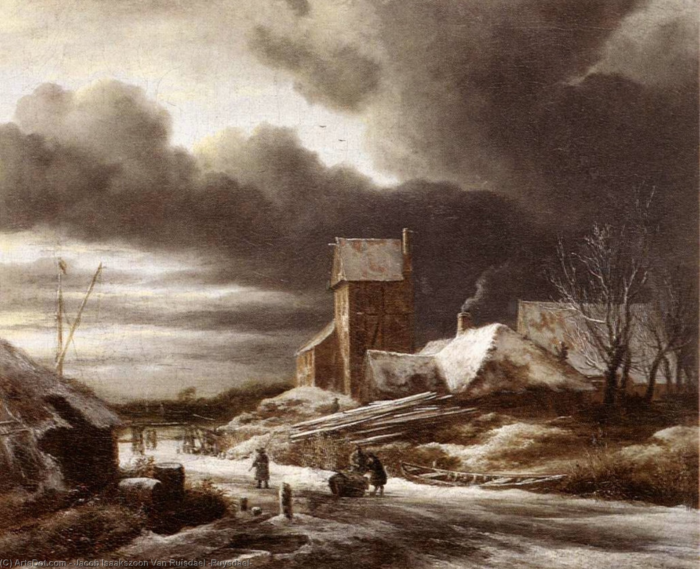 WikiOO.org – 美術百科全書 - 繪畫，作品 Jacob Isaakszoon Van Ruisdael (Ruysdael) - 冬季 景观