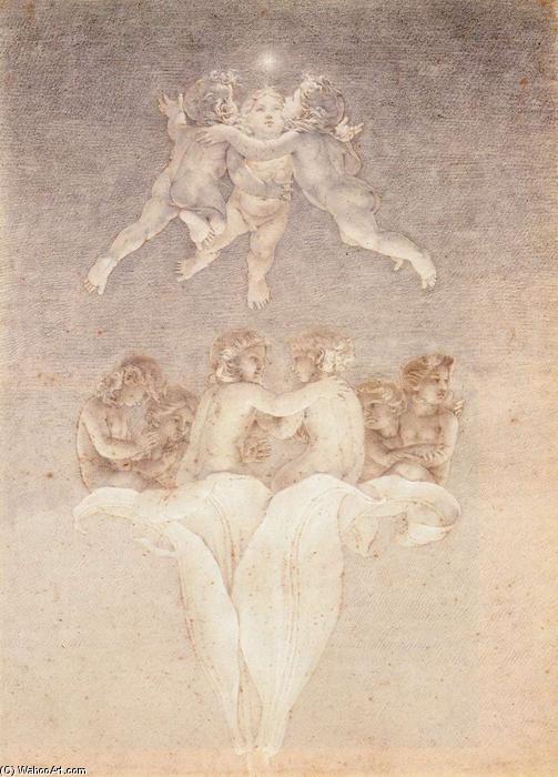 Wikioo.org – La Enciclopedia de las Bellas Artes - Pintura, Obras de arte de Philipp Otto Runge - Genios en un Lirio