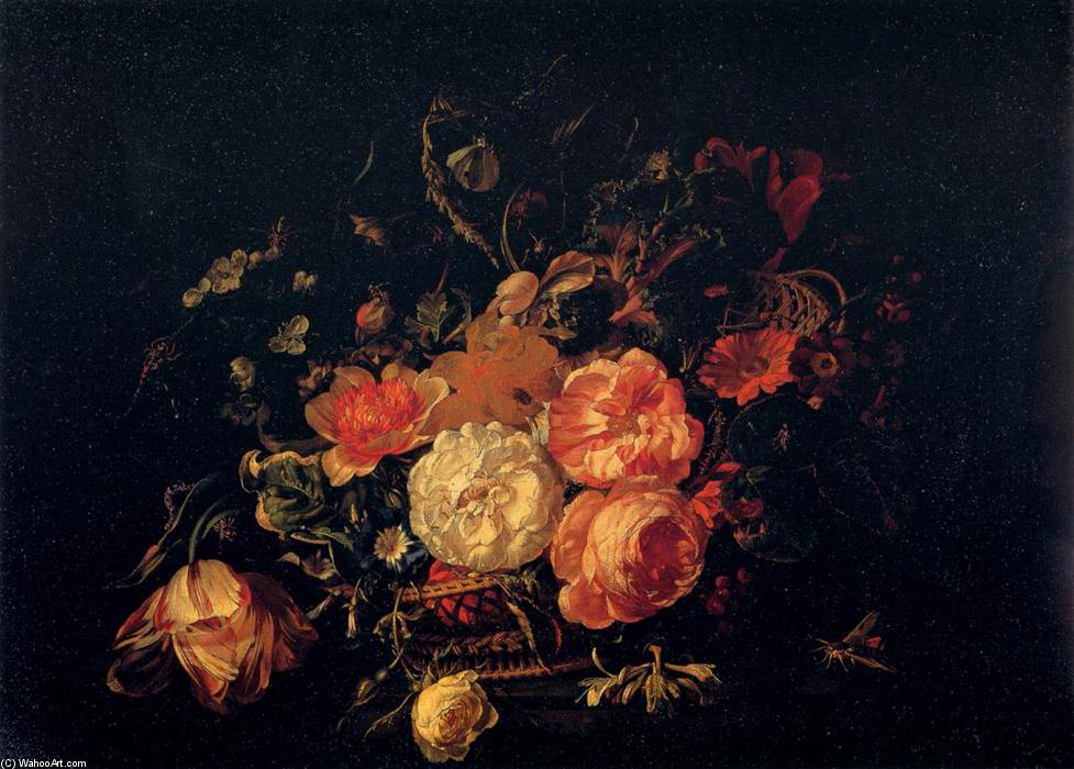 Wikioo.org - The Encyclopedia of Fine Arts - Painting, Artwork by Rachel Ruysch - Basket of Flowers
