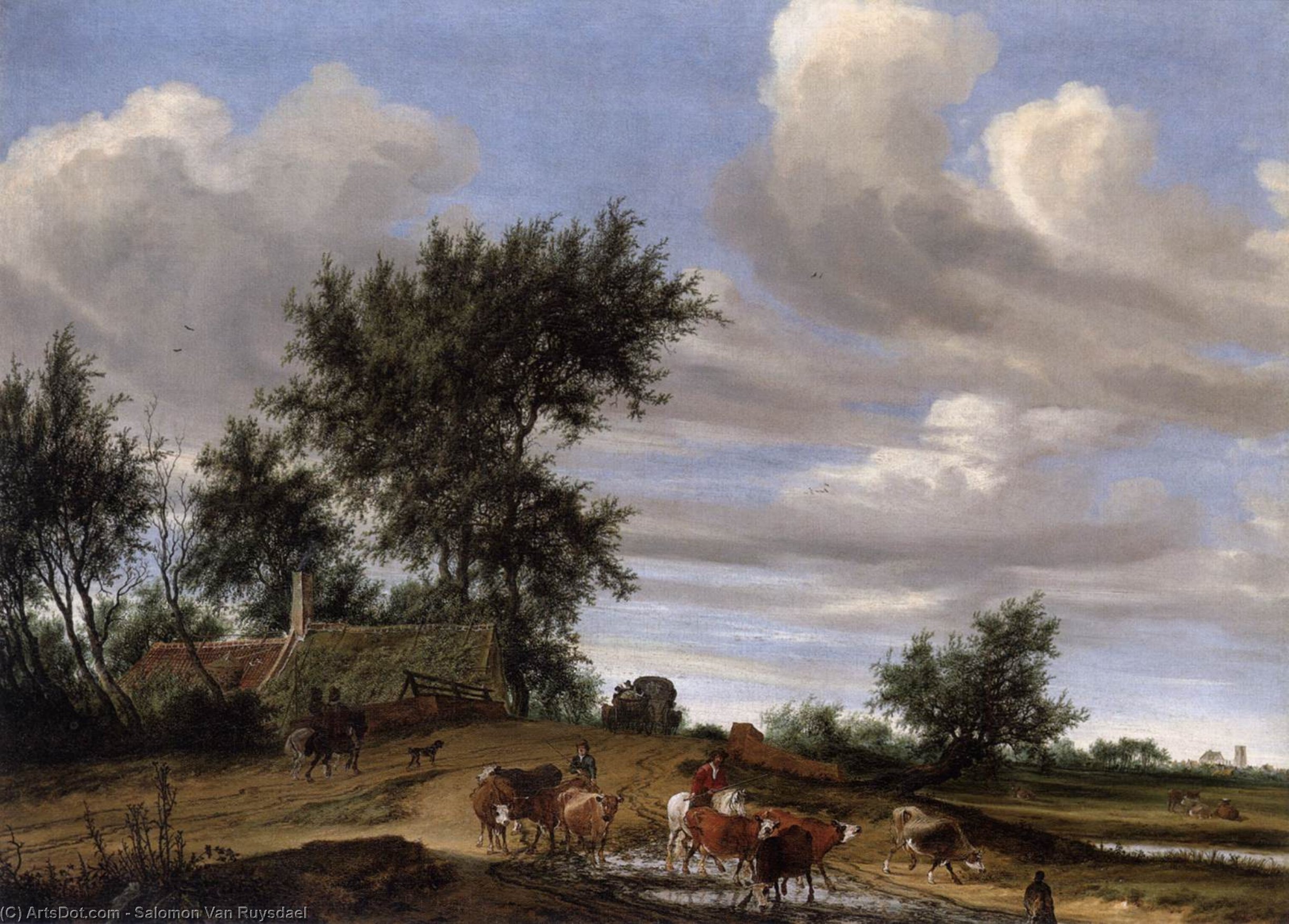 Wikioo.org - สารานุกรมวิจิตรศิลป์ - จิตรกรรม Salomon Van Ruysdael - A Country Road