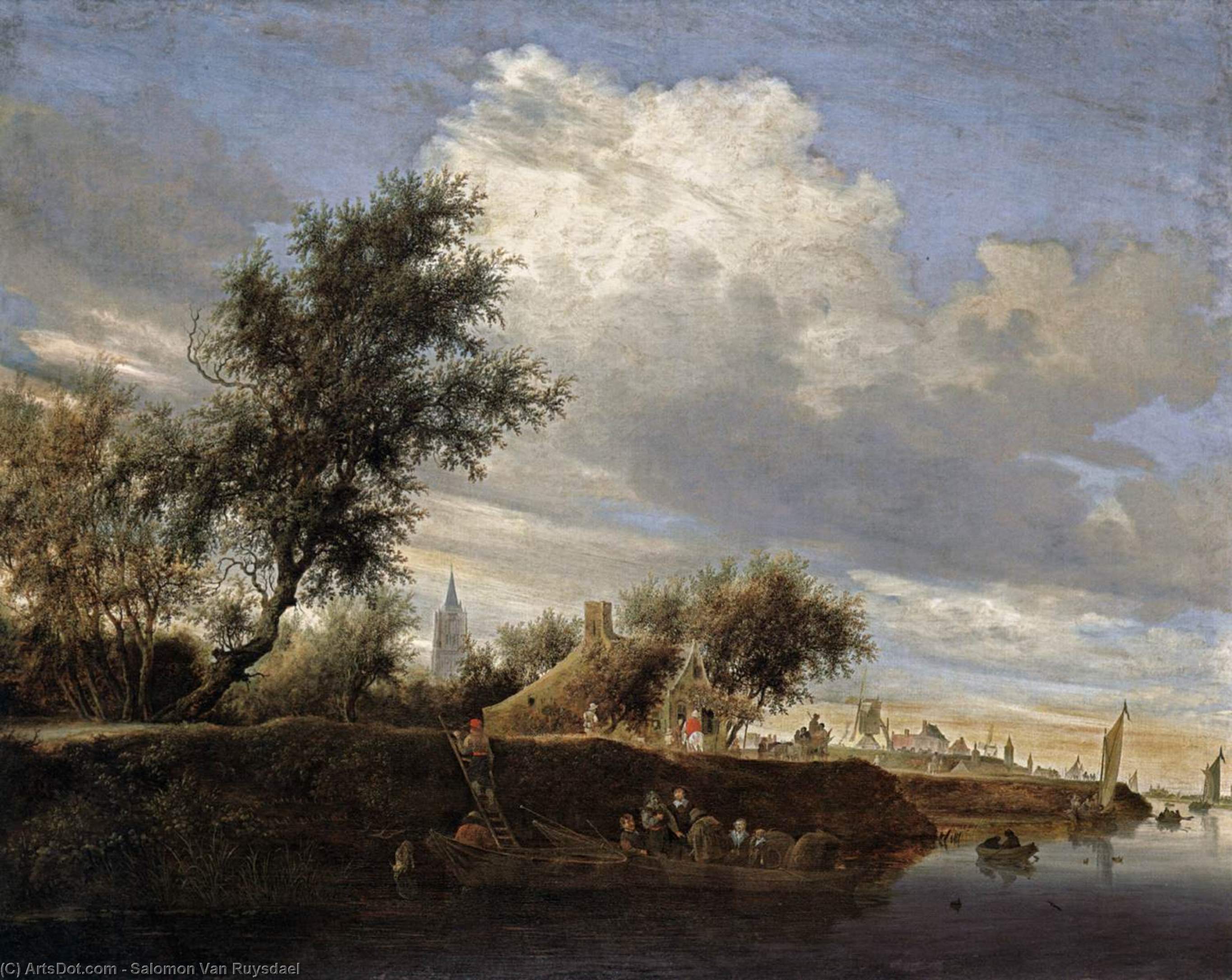Wikioo.org - The Encyclopedia of Fine Arts - Painting, Artwork by Salomon Van Ruysdael - Ferry near Gorinchem