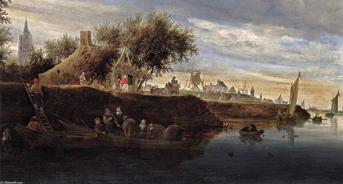 Wikioo.org - The Encyclopedia of Fine Arts - Painting, Artwork by Salomon Van Ruysdael - Ferry near Gorinchem (detail)