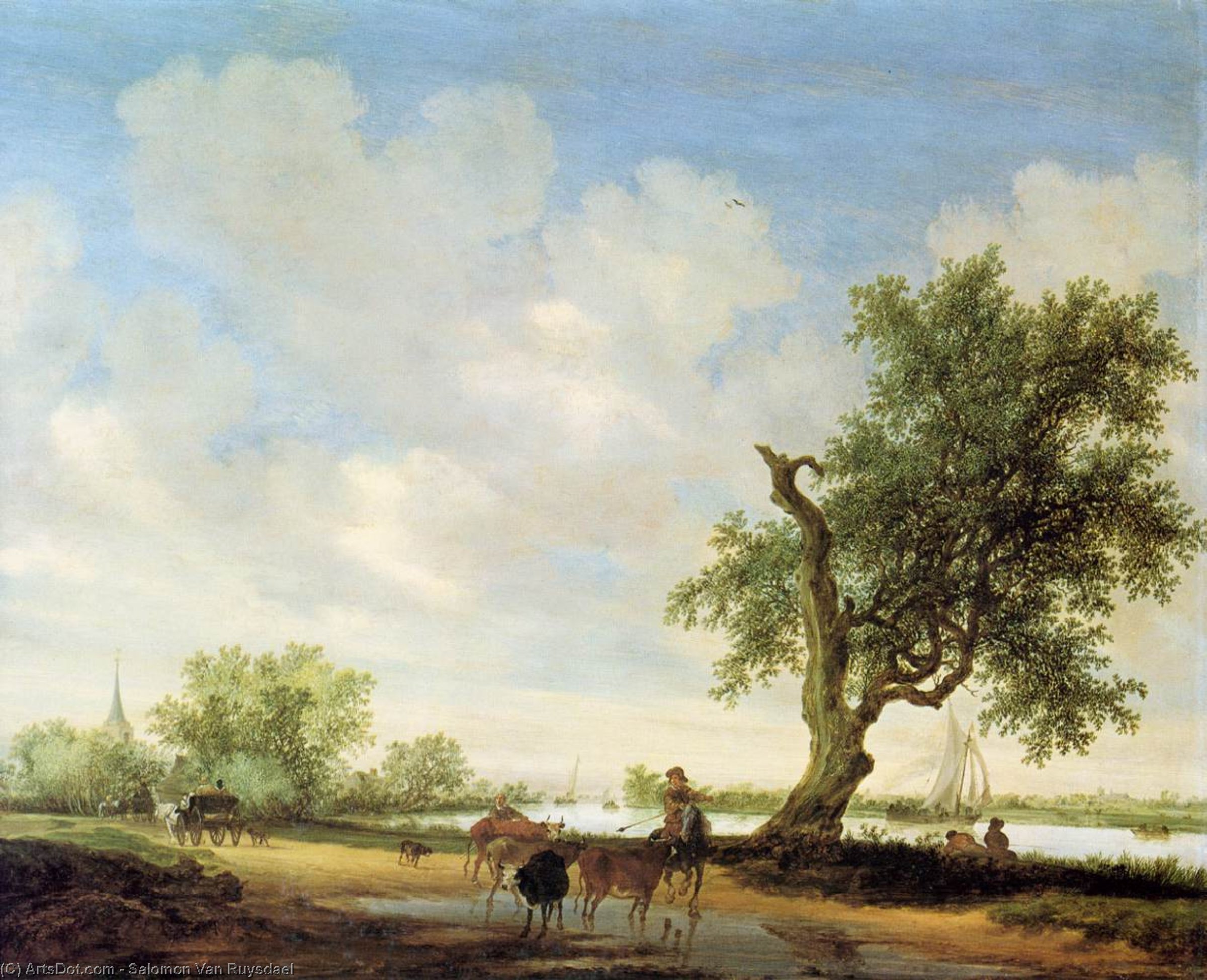 Wikioo.org - The Encyclopedia of Fine Arts - Painting, Artwork by Salomon Van Ruysdael - River Landscape