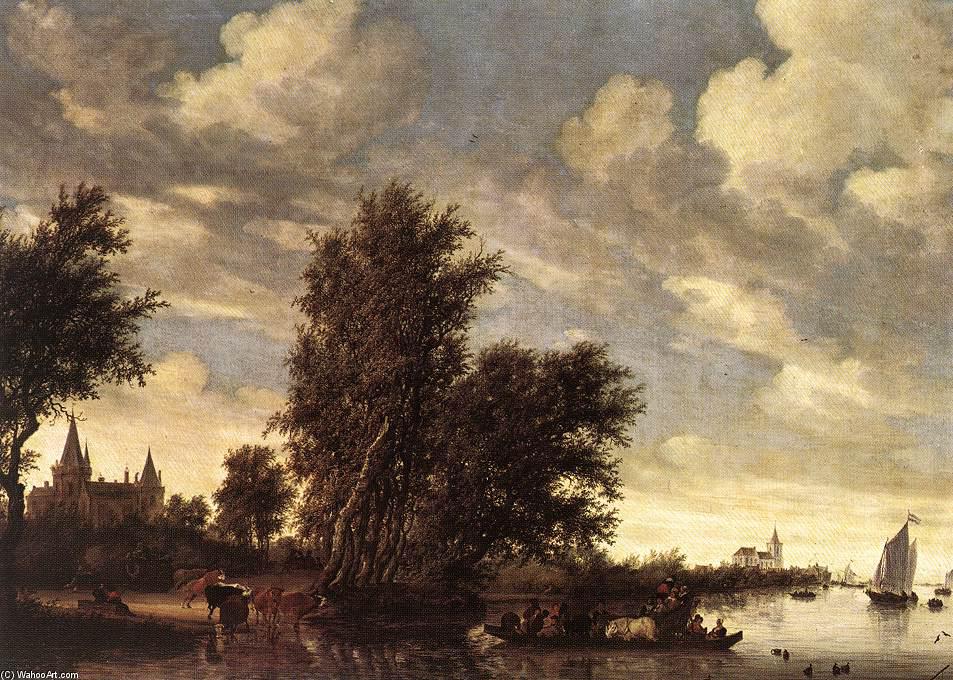 Wikioo.org – L'Encyclopédie des Beaux Arts - Peinture, Oeuvre de Salomon Van Ruysdael - Le Ferry Boat