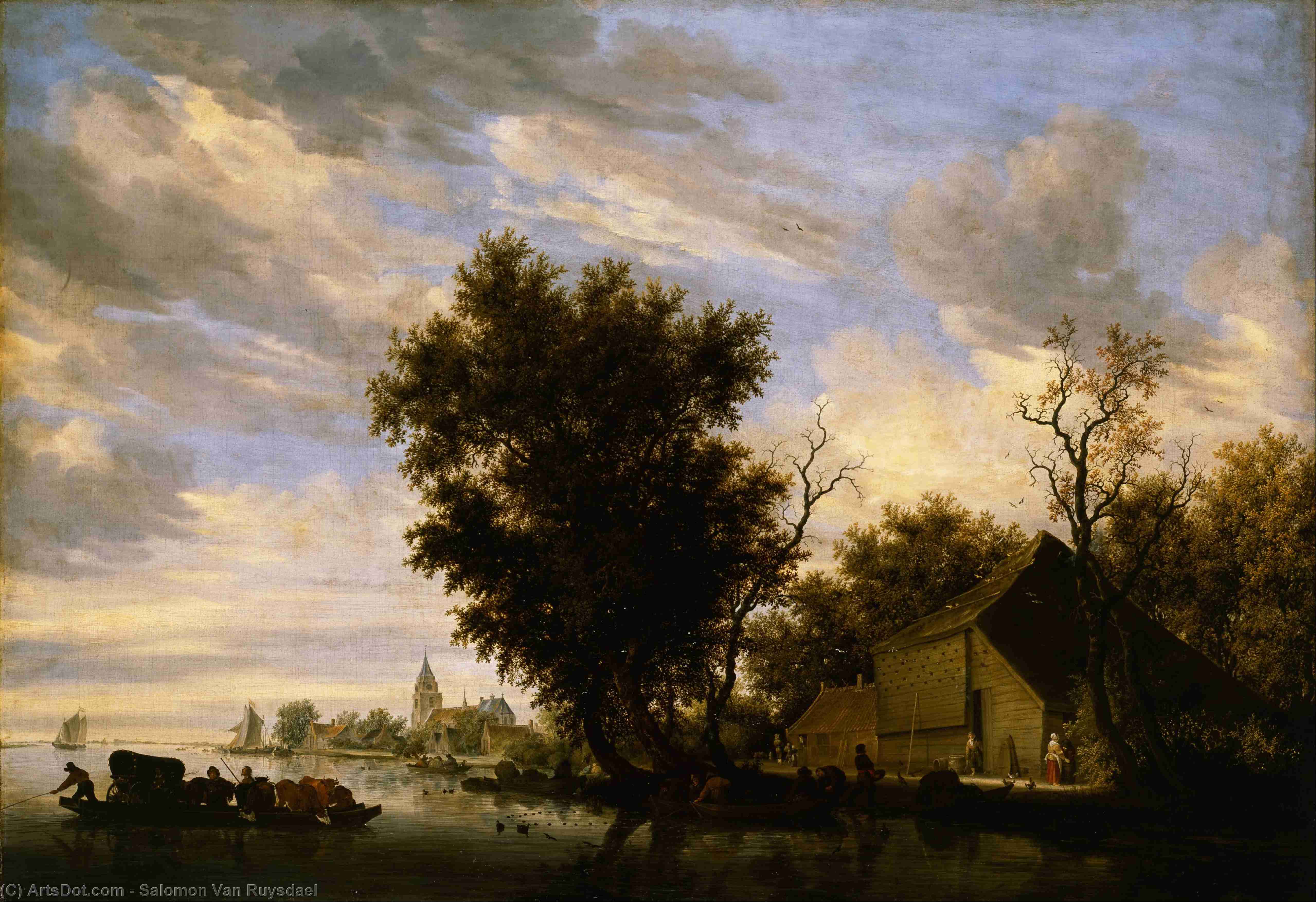 Wikioo.org - The Encyclopedia of Fine Arts - Painting, Artwork by Salomon Van Ruysdael - The Ferryboat