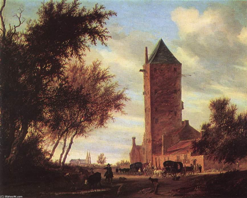 Wikioo.org - The Encyclopedia of Fine Arts - Painting, Artwork by Salomon Van Ruysdael - Tower at the Road