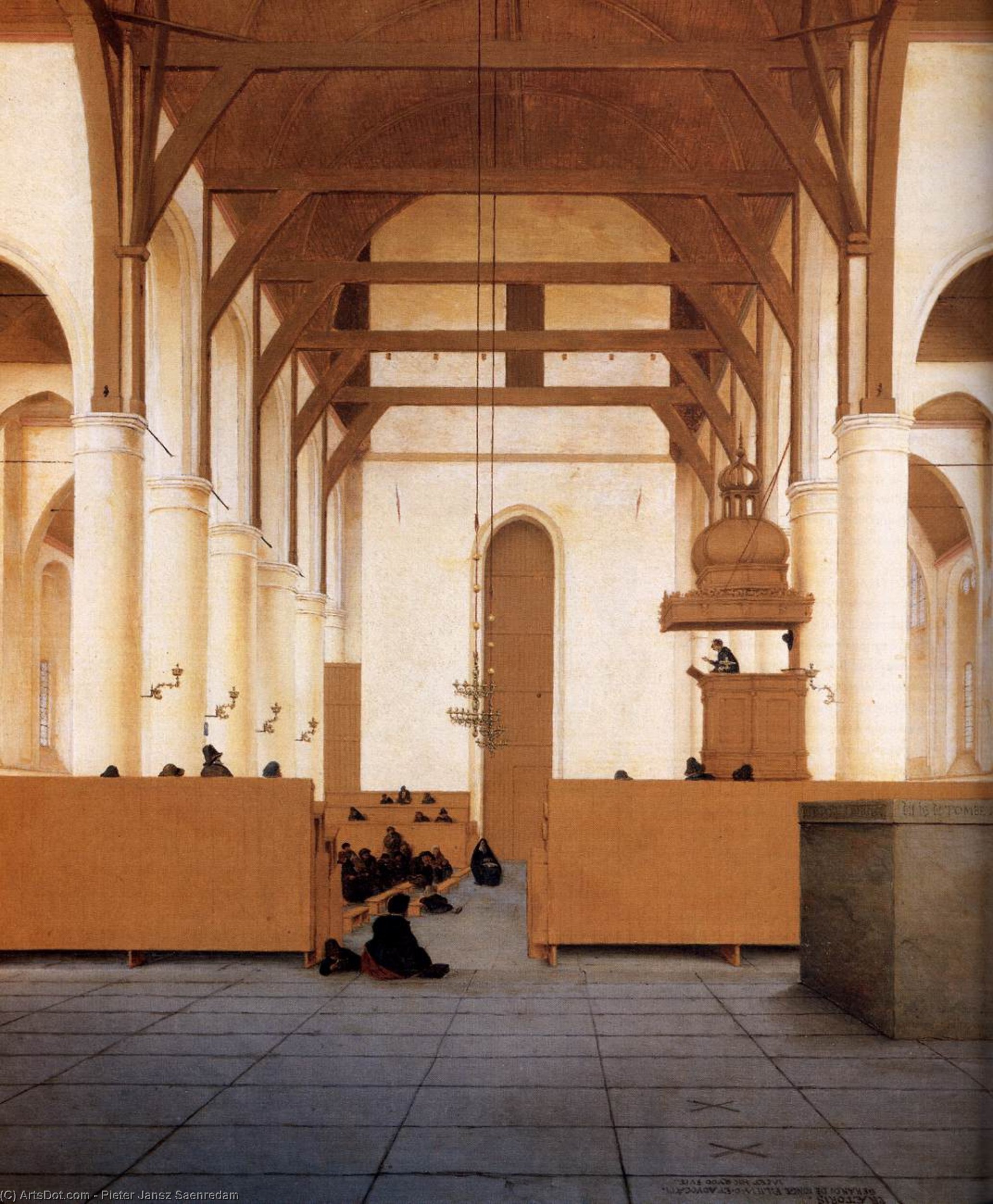 Wikioo.org - สารานุกรมวิจิตรศิลป์ - จิตรกรรม Pieter Jansz Saenredam - Interior of the Church of St Odulphus, Assendelft (detail)