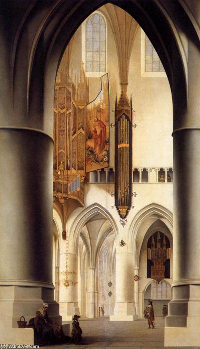 Wikioo.org - The Encyclopedia of Fine Arts - Painting, Artwork by Pieter Jansz Saenredam - Interior of the Sint-Bavokerk in Haarlem