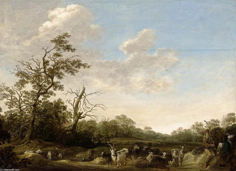Wikioo.org - Bách khoa toàn thư về mỹ thuật - Vẽ tranh, Tác phẩm nghệ thuật Herman Saftleven - Landscape with Shepherds Playing Music