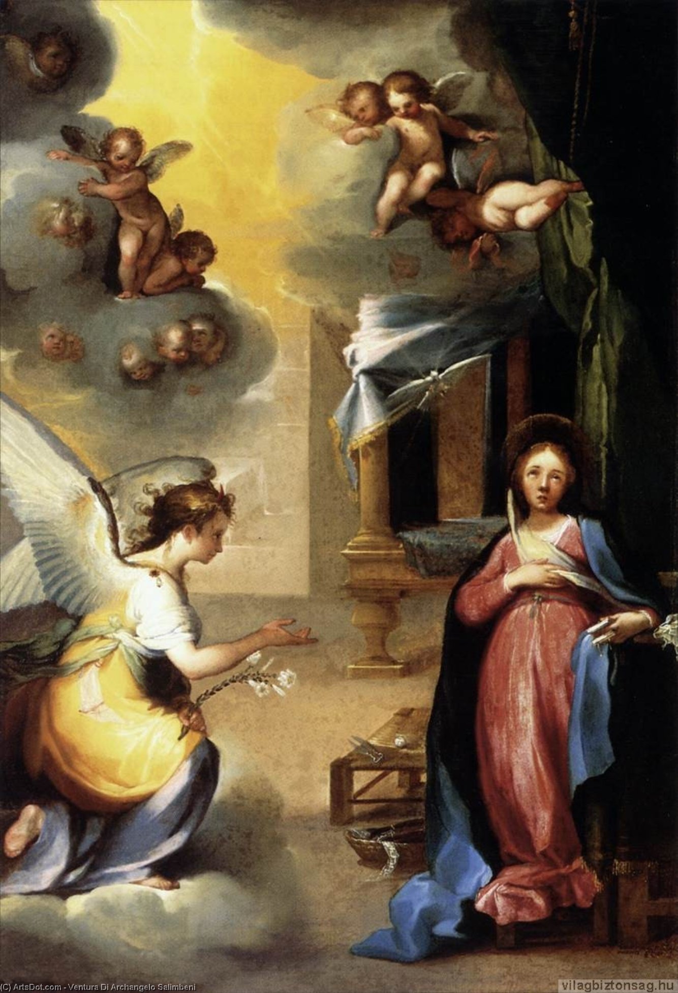 Wikioo.org - The Encyclopedia of Fine Arts - Painting, Artwork by Ventura Di Archangelo Salimbeni - The Annunciation