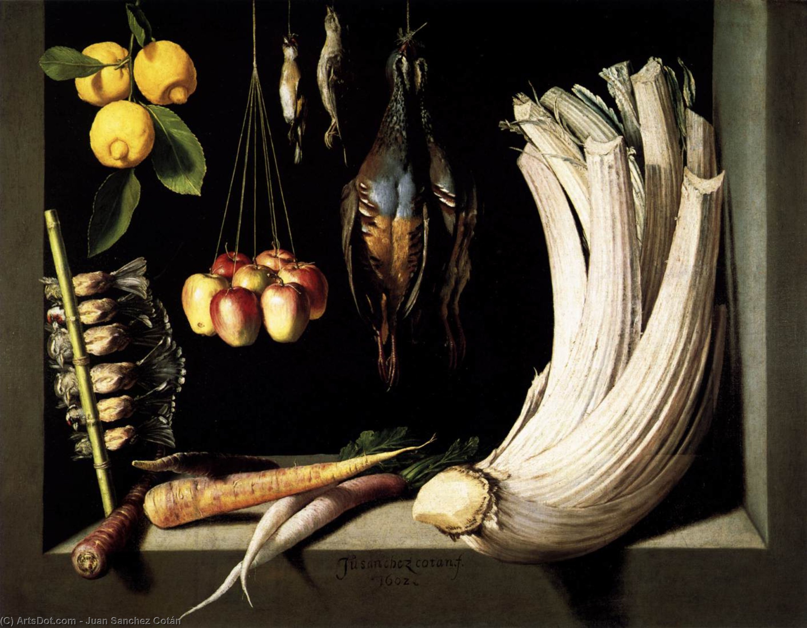 Wikioo.org – L'Enciclopedia delle Belle Arti - Pittura, Opere di Juan Sanchez Cotán - vita tranquilla con  gioco  legume  e le  Frutta