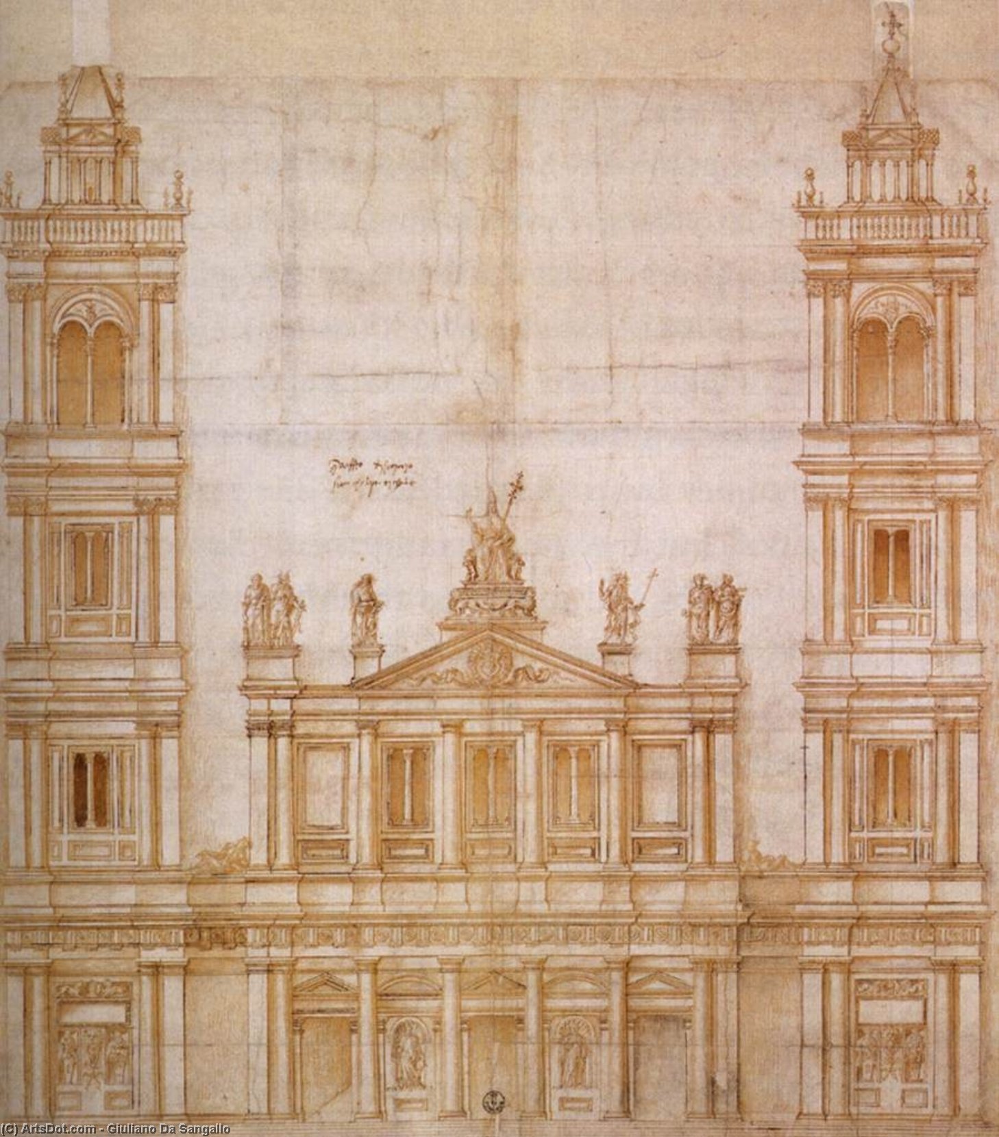 Wikioo.org – La Enciclopedia de las Bellas Artes - Pintura, Obras de arte de Giuliano Da Sangallo - Diseño para la fachada de san Lorenzo , Florencia