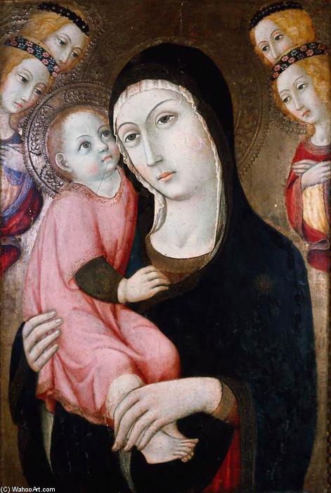 Wikioo.org - The Encyclopedia of Fine Arts - Painting, Artwork by Sano Di Pietro - Virgin and Child with Four Angels