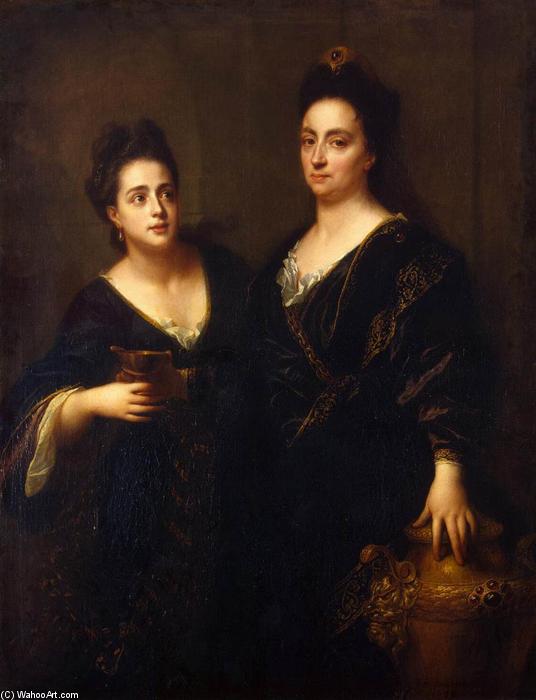 Wikioo.org - The Encyclopedia of Fine Arts - Painting, Artwork by Jean Baptiste Santerre - Two Actresses