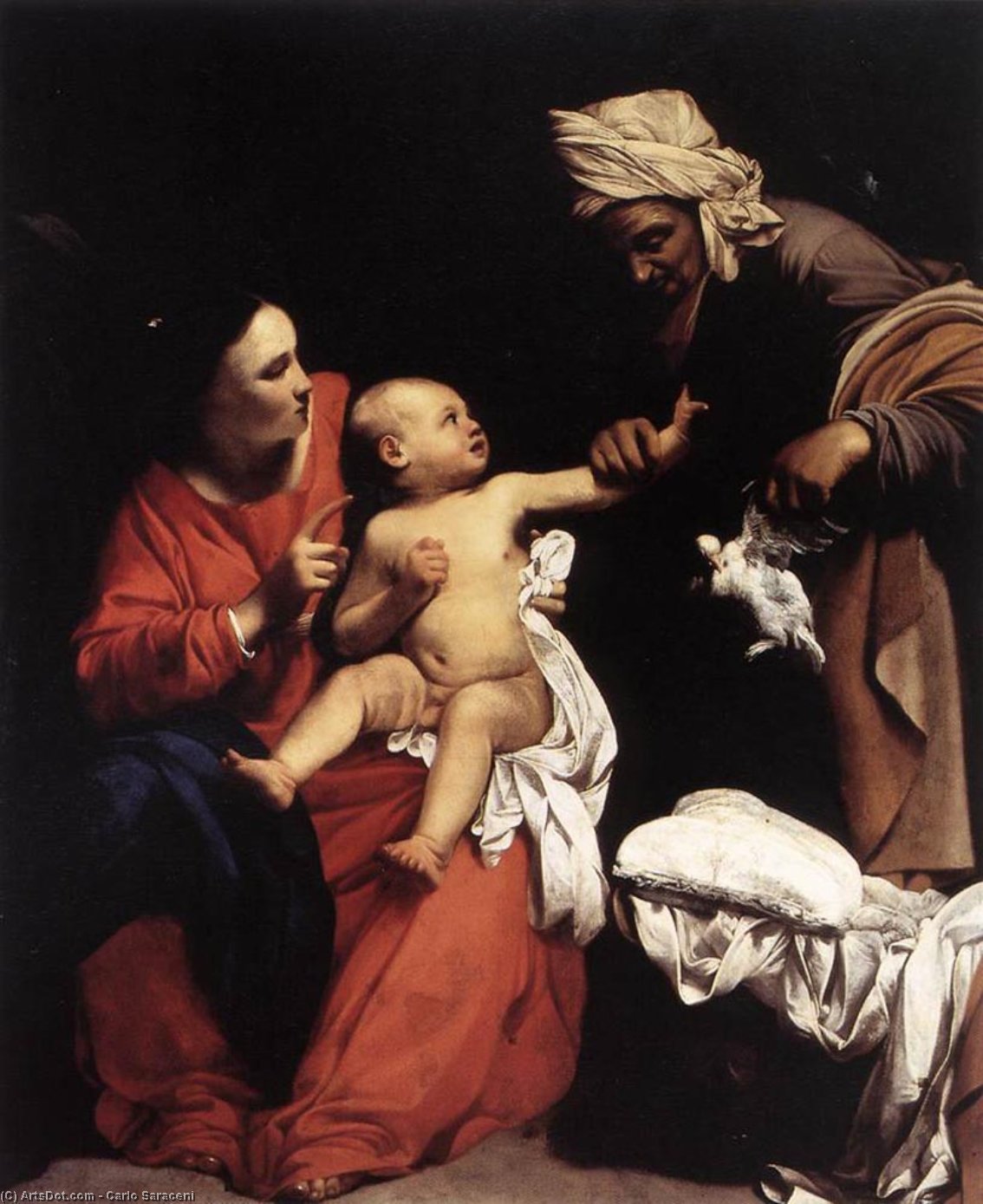 WikiOO.org – 美術百科全書 - 繪畫，作品 Carlo Saraceni - 麦当娜和孩子 与  圣  安妮