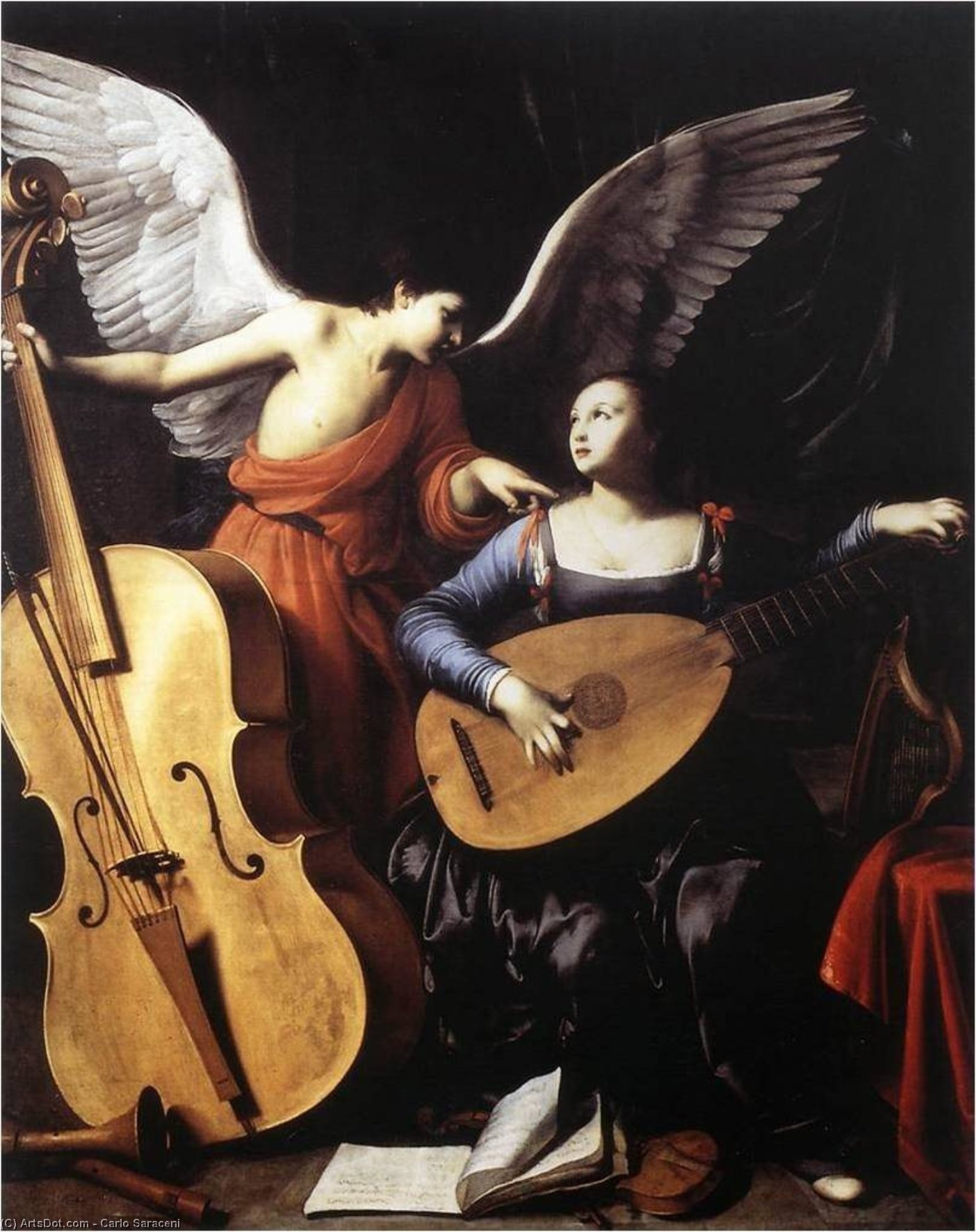 WikiOO.org - Encyclopedia of Fine Arts - Lukisan, Artwork Carlo Saraceni - Saint Cecilia and the Angel